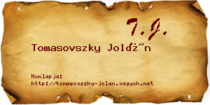 Tomasovszky Jolán névjegykártya
