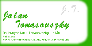 jolan tomasovszky business card