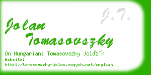 jolan tomasovszky business card